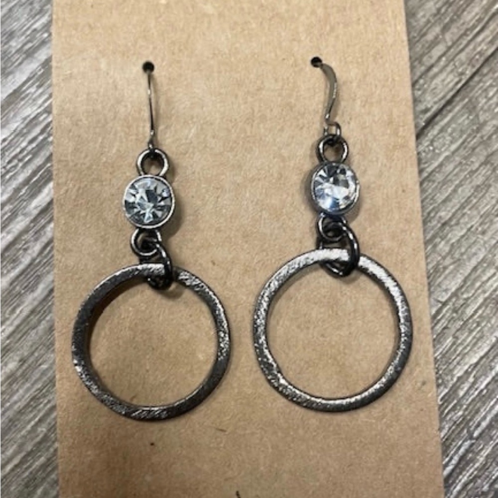 Women's Mini Size Hoop w/Signature Crystal Drop Earrings NWT